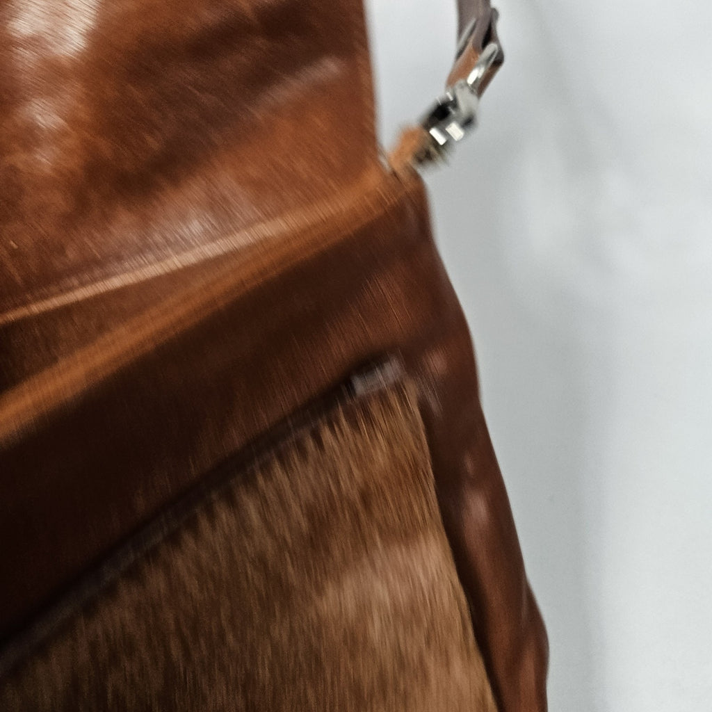 Handhand Cyan Genuine Cowhide Fur Leather Crossbody Bag Purse Western Cowgirl