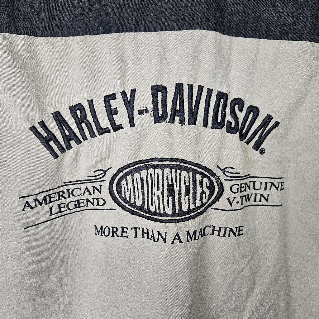 Vintage Harley Davidson Button Up Short Sleeve Shirt Mechanic Motorcycle Mens XL