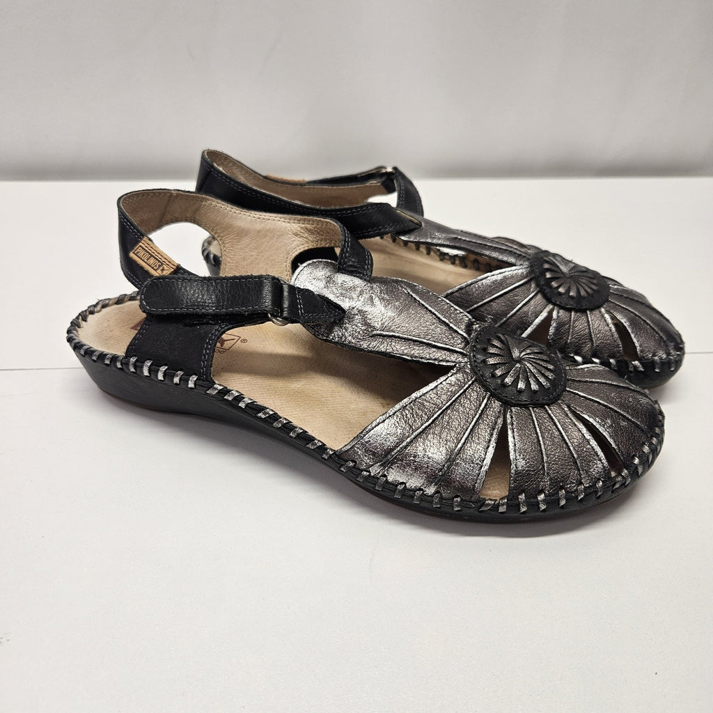 PIKOLINOS Sandals Original VALLARTA Metallic Gray T-strap US 9/9.5 EU 39