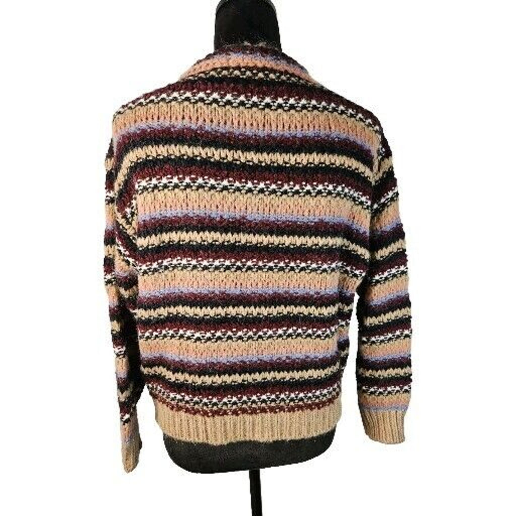 Anthropologie Elsamanda Sm Chunky Stripe Knit Alpaca Wool Blend Sweater Italy B4