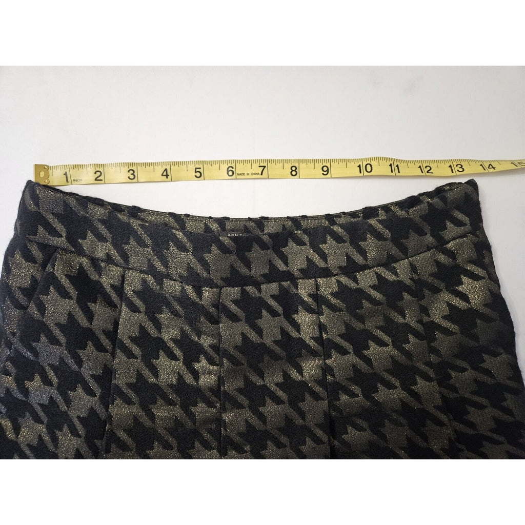 NWT Ann Taylor Factory Petite Sz 2 Black & Shimmer Gold Herringbone w Pleats