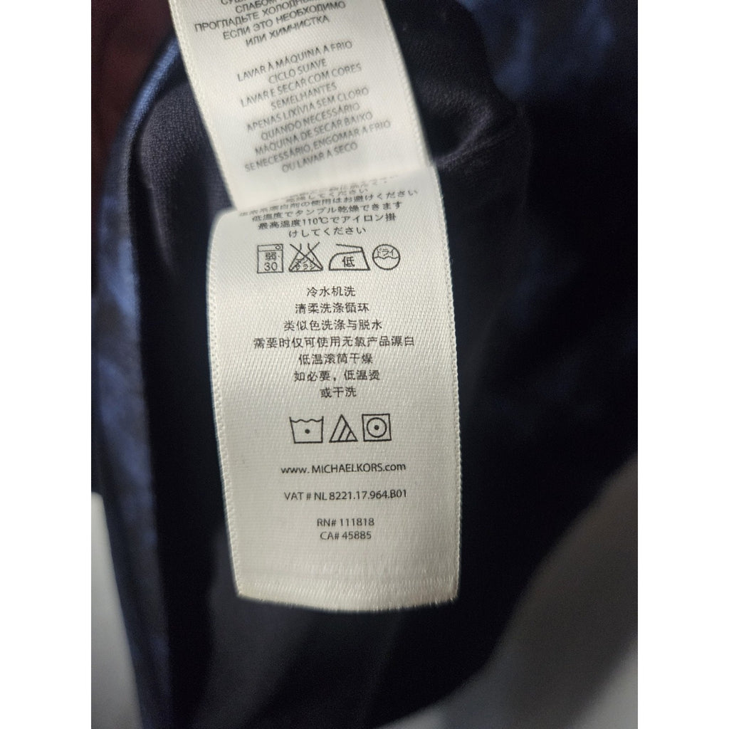 Michael Kors Michael Blue Black Short Sleeve Zip Pocket Sheath Midi Dress US 10