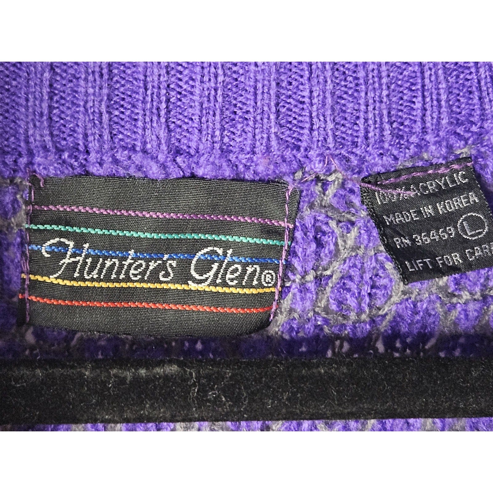 Vintage Hunter Glen Open Knit Sweater Large Purple Gray 1/4 Zip Lightweight