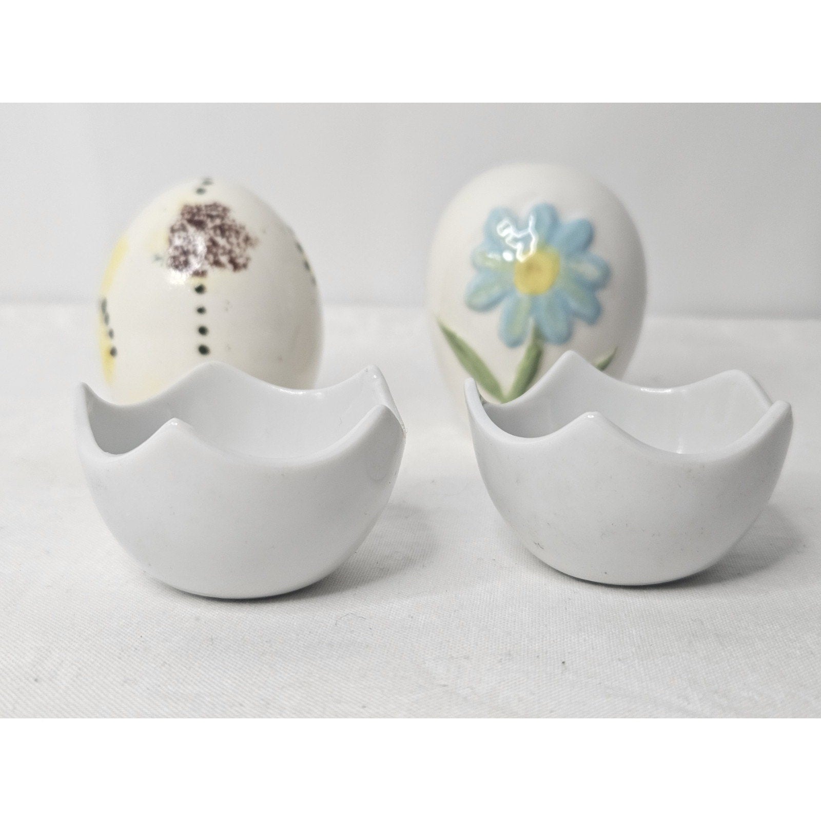 Vintage Painted Ceramic Eggs 2” Tall CCCC Colonial Candle Company 4 PC Set
