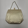 Vintage MCM Shiny Gold Metallic Purse Chain Strap Clutch Evening Bag Mod Wedding