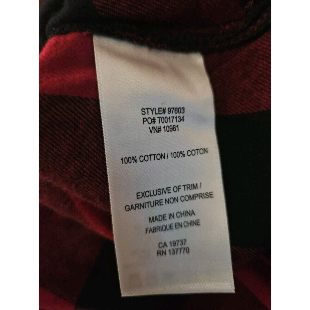 New Roots 73 Womens Shirt 2X Red Black Flannel Plaid Longsleeve Buttonup Pockets