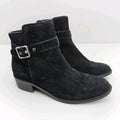 Cole Haan Suede Chelsea Ankle Boots 7.5 B Black Brushed Silver Tone Side Buckle