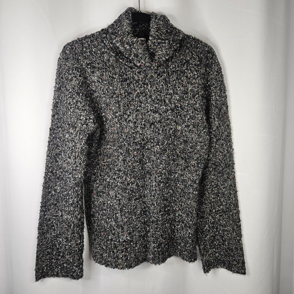 Vintage Chadwicks Sweaters Black White Marled Boucle Cowl Neck Sweater Womens L