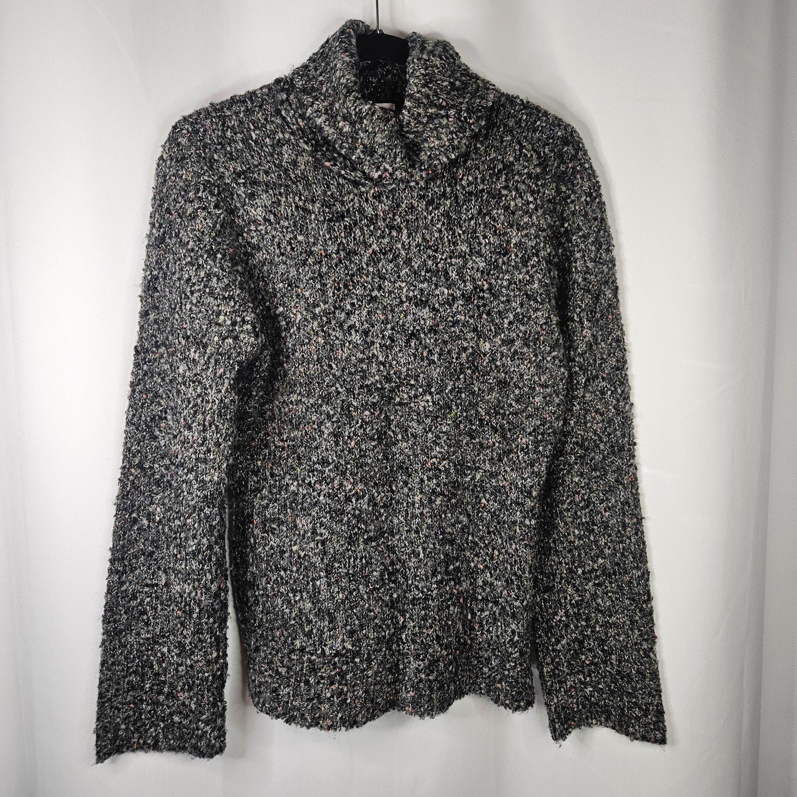 Vintage Chadwicks Sweaters Black White Marled Boucle Cowl Neck Sweater Womens L