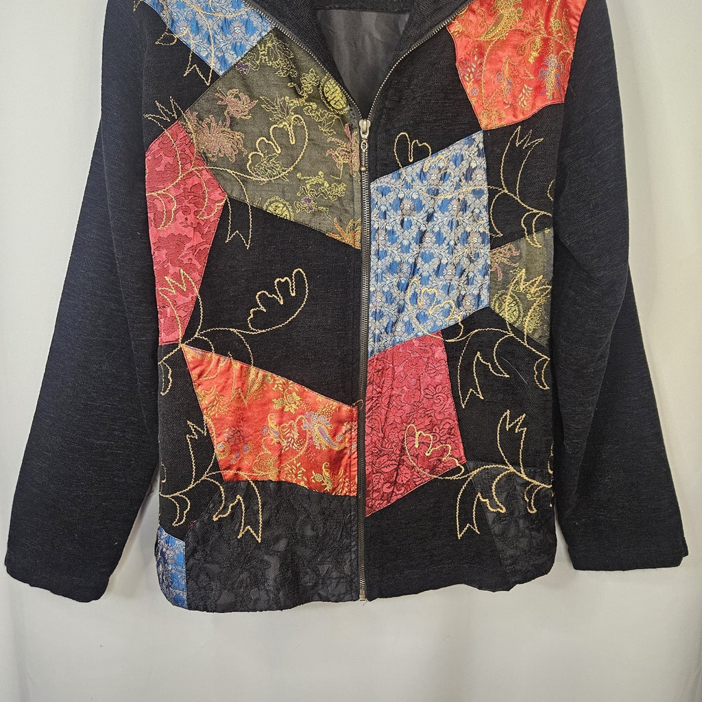 Vtg Wearable Art To Wear Jacket Large Patchwork Bohemian Artsy Lightweight Coat