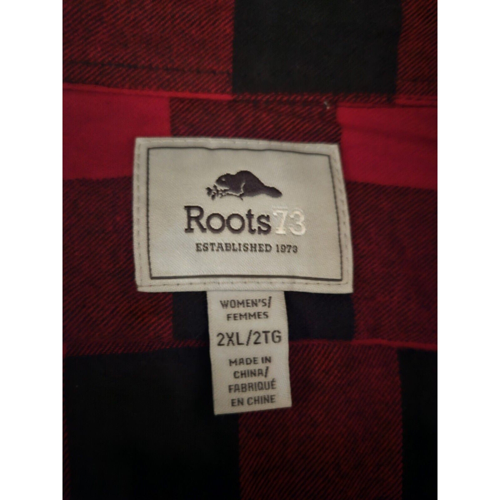 New Roots 73 Womens Shirt 2X Red Black Flannel Plaid Longsleeve Buttonup Pockets