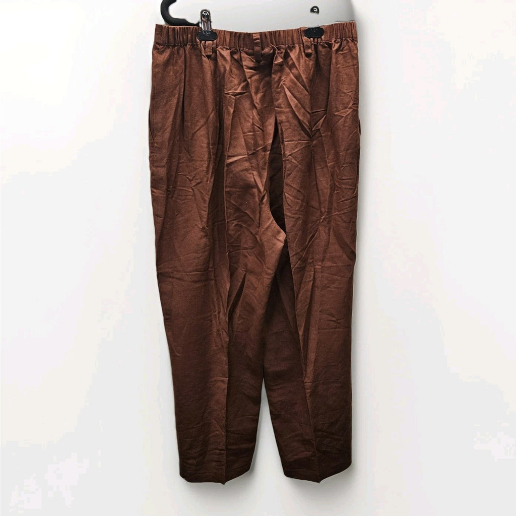 Vtg JG Hook Plus Size 16W Linen Blend Pants Lightweight Brown Slacks Minimalist