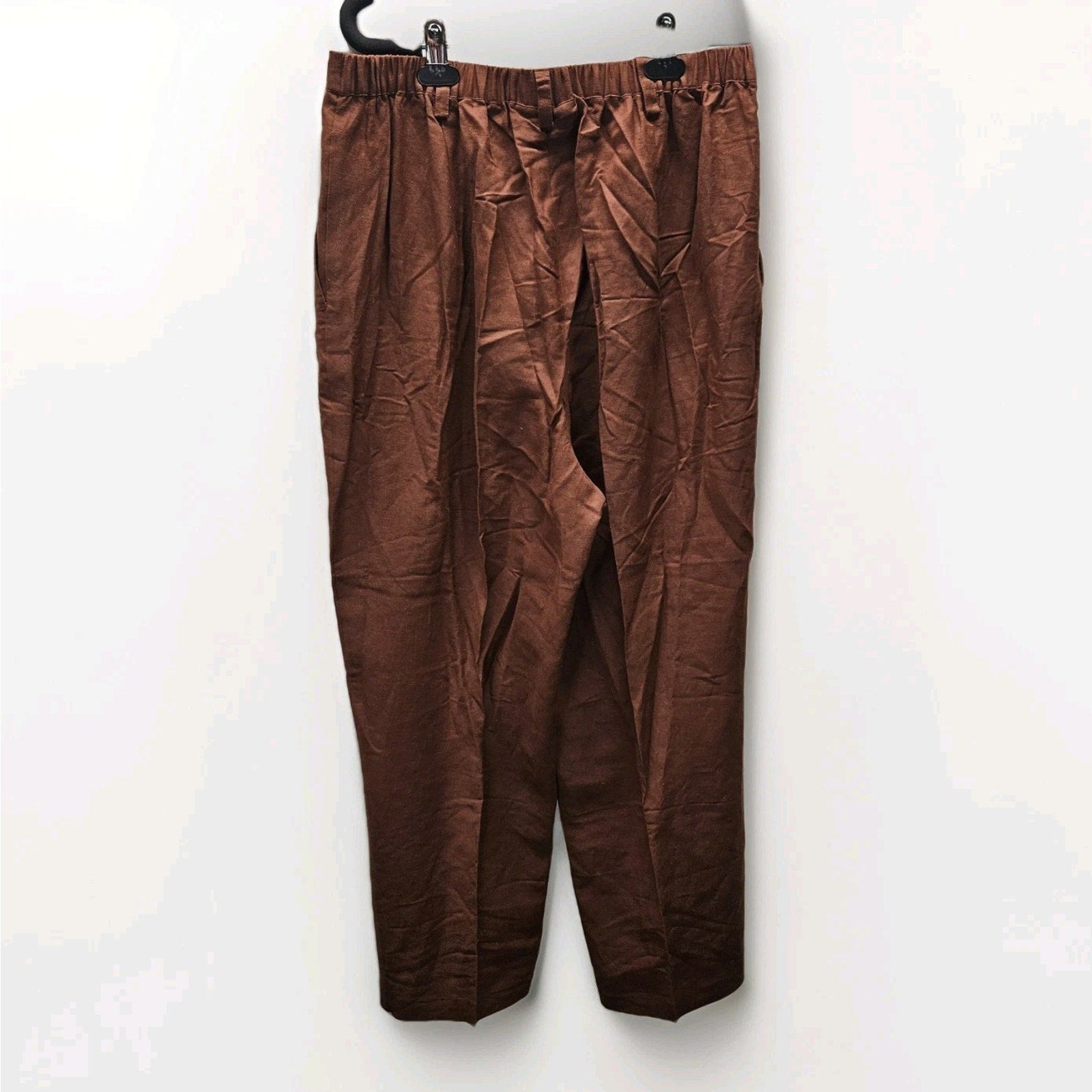 Vtg JG Hook Plus Size 16W Linen Blend Pants Lightweight Brown Slacks Minimalist