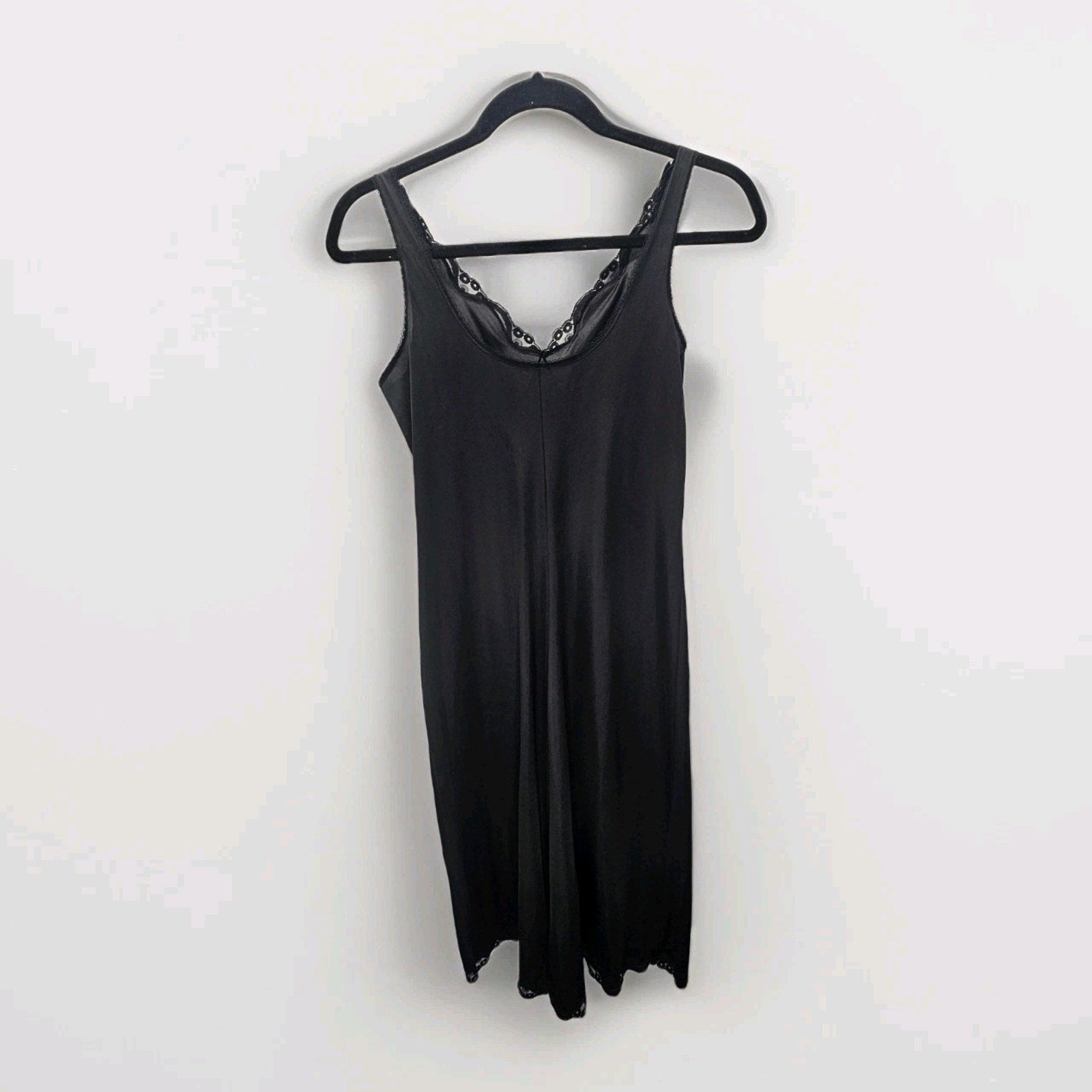 Vintage Warners Womens Small 34 Black Mini Slip Lingerie Spaghetti Strap Dress
