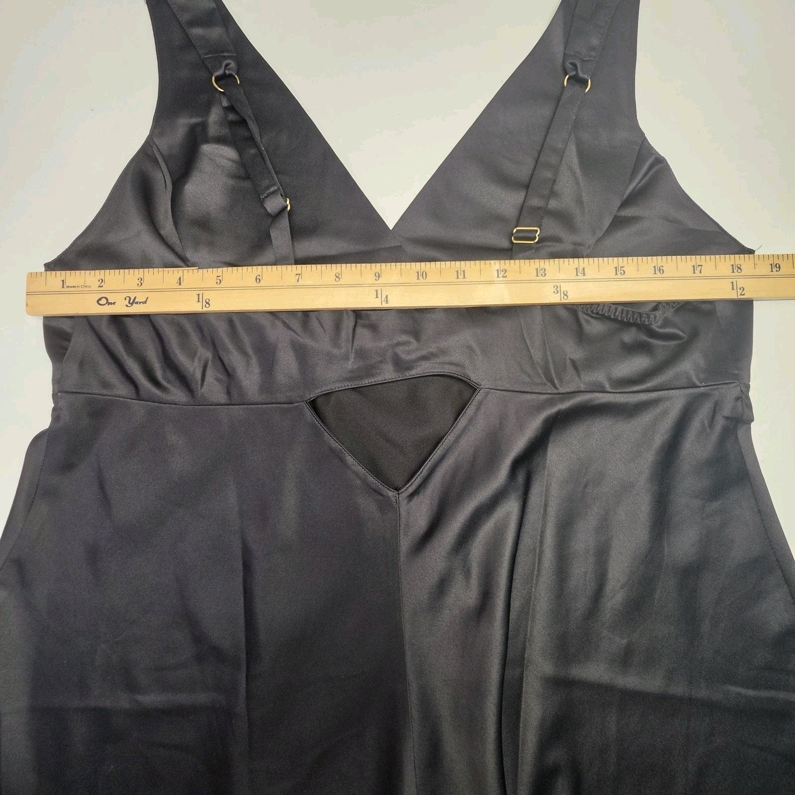 Rya Collection Women's Sz 1X Plus Size Positivity Black Satin Chemise Nightgown