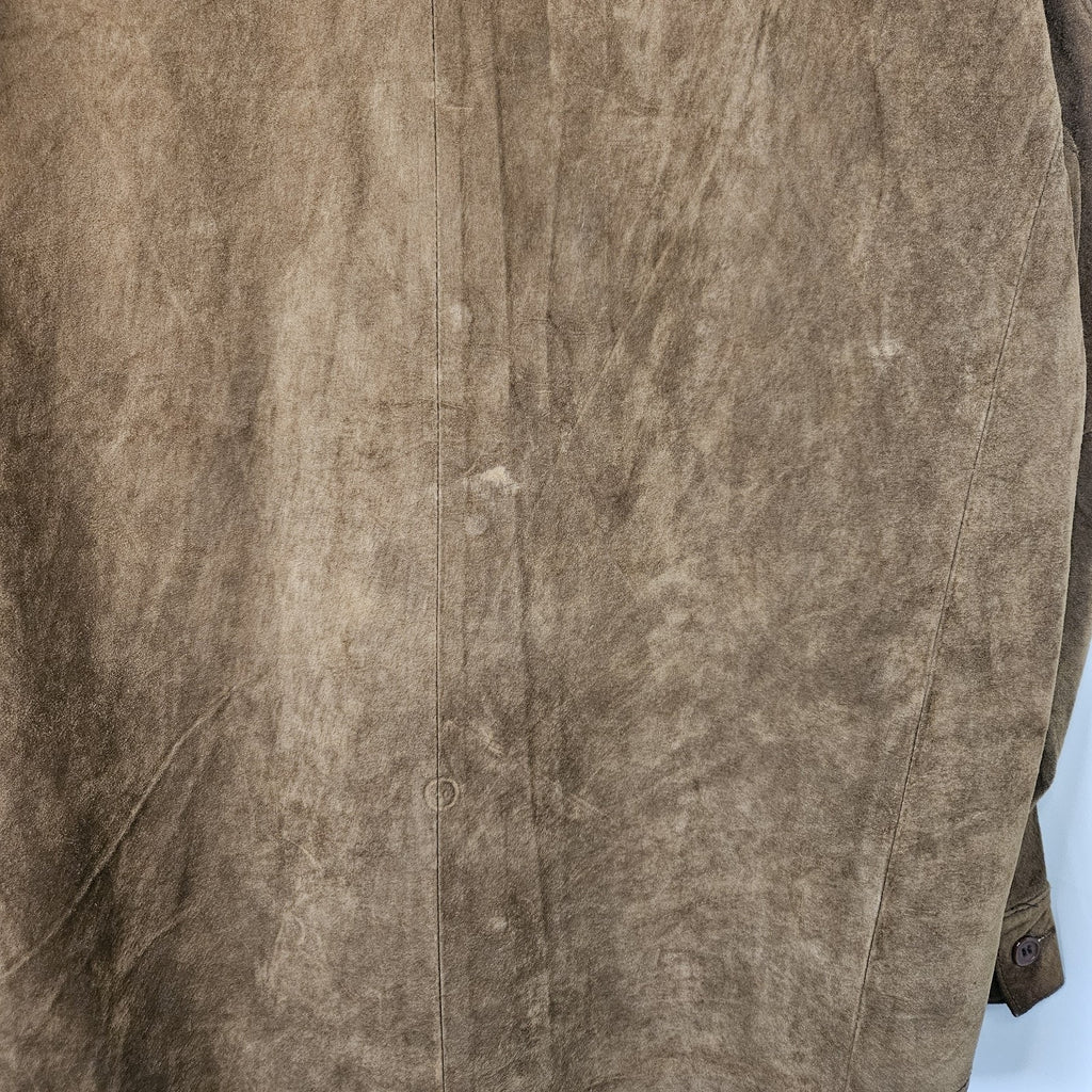 Vintage Leather Shirt Womens M Brown Pig Suede Button Up Shirt Jacket