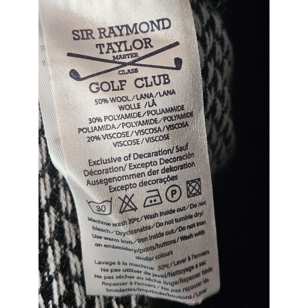 Sir Raymond Tailor Golf Sweater Mens XXL Collared Wool Made In Italy Black White