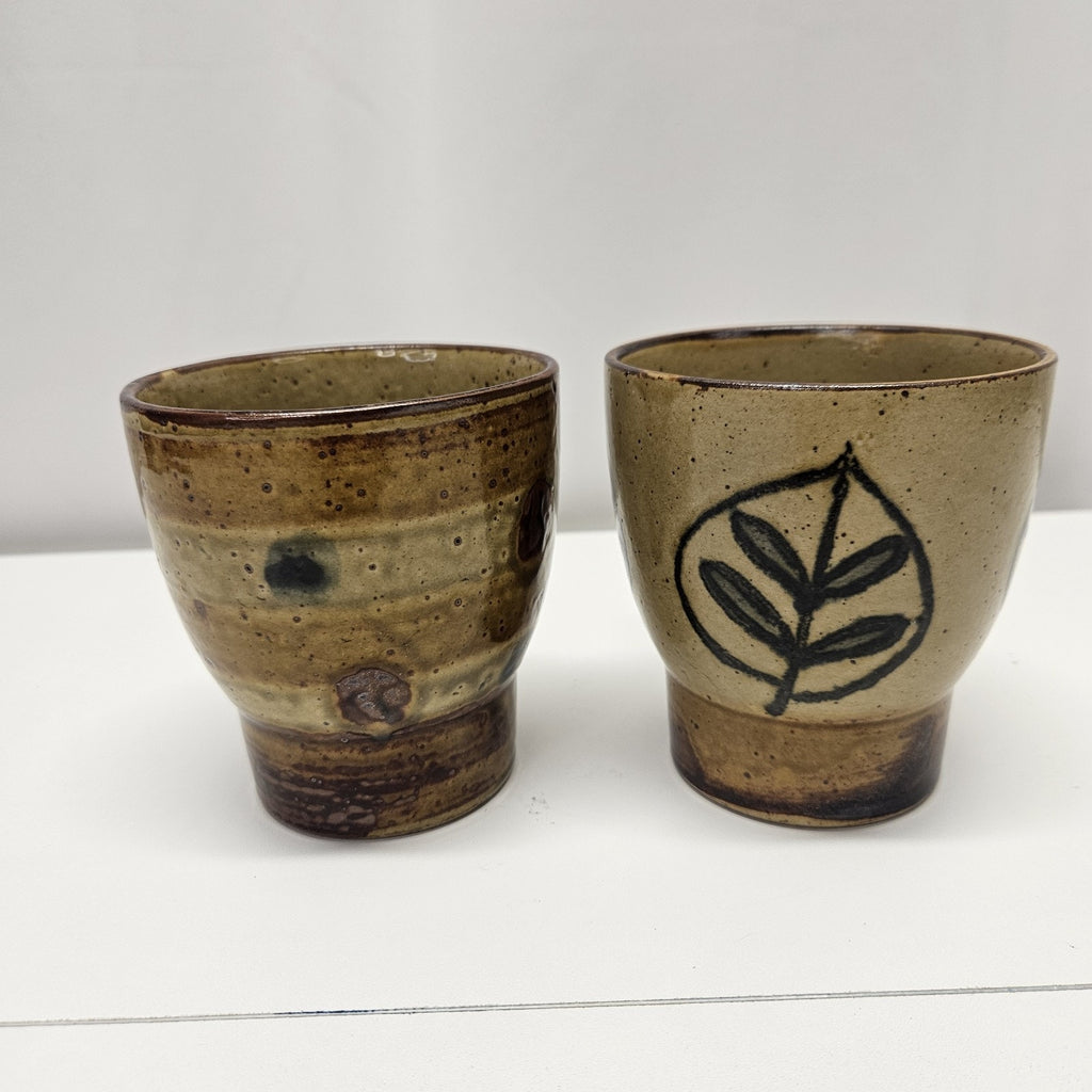 Vintage Japanese Pottery Stoneware Mug Set Of 2 Mid-Century Coffee Mug Cups