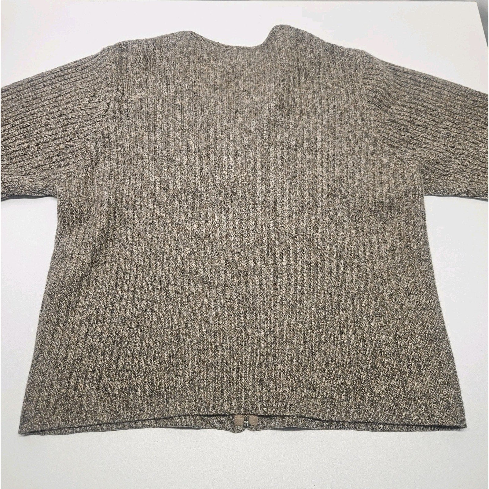 Vtg 100% Wool Knit Women Full Zip Cardigan Sweater Brown Nordic Ski Large