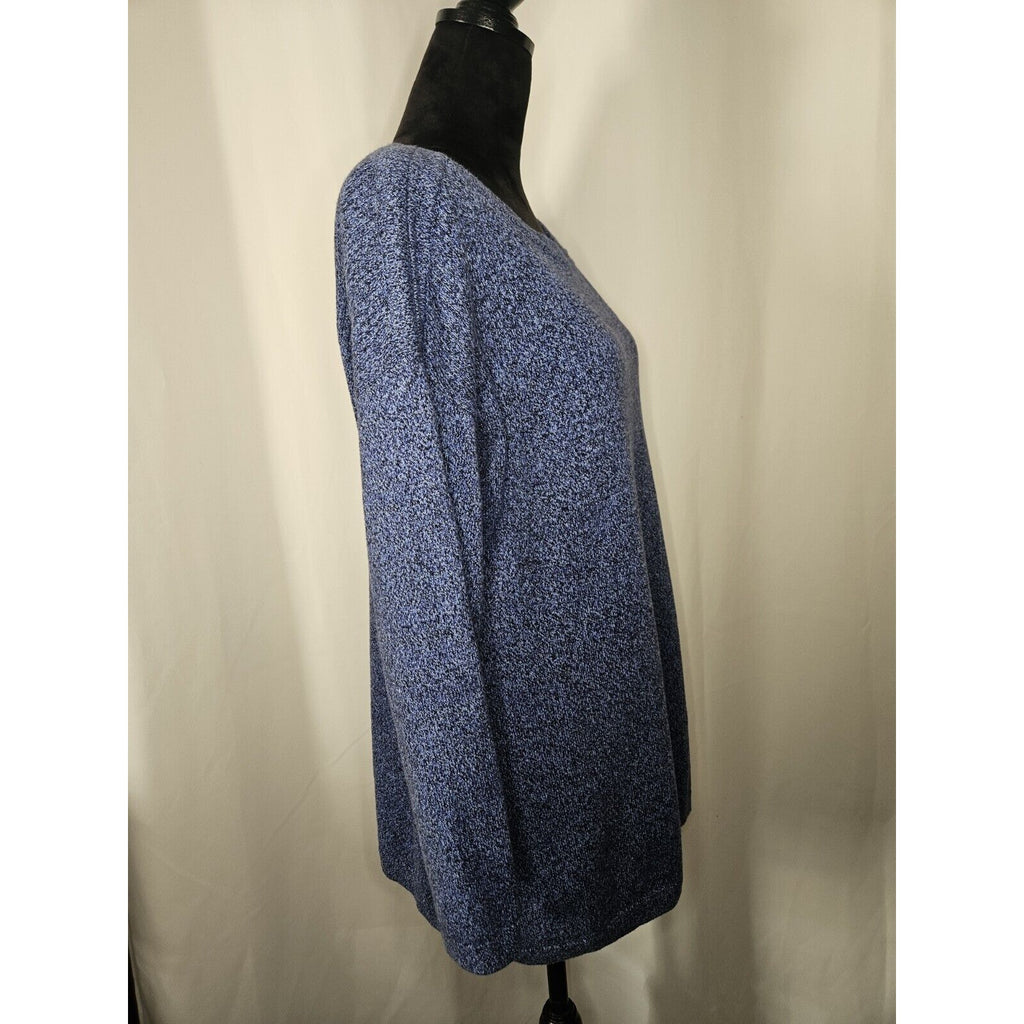 Talbots Womens Plus Knit Sweater 1X Blue Tight Knit Long Sleeve Round Neck