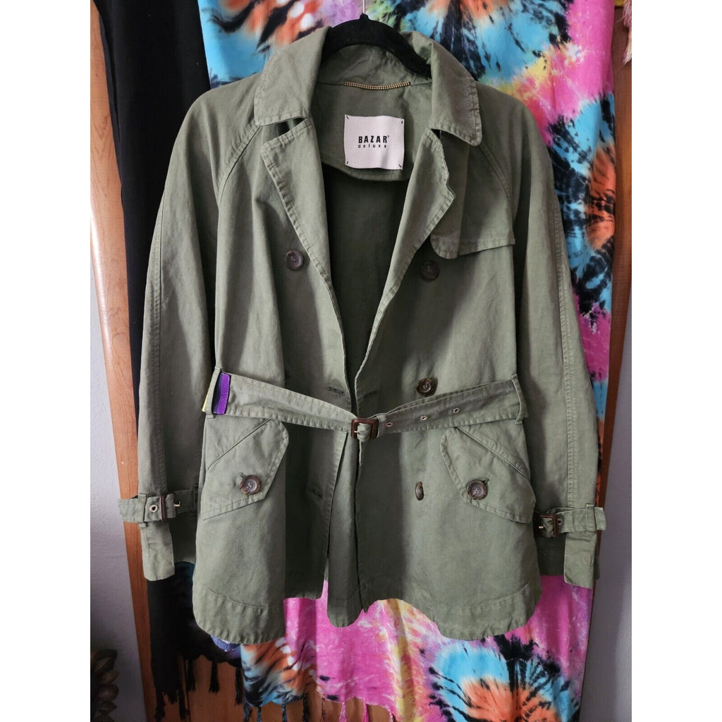 Rare Italian Designer Bazar Deluxe Olive Green Womens Jacket Med Tagila 44