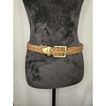 Women's Belt Brown XS VTG Braided Woven Faux Leather Metal Tip Casual Ladies 30"