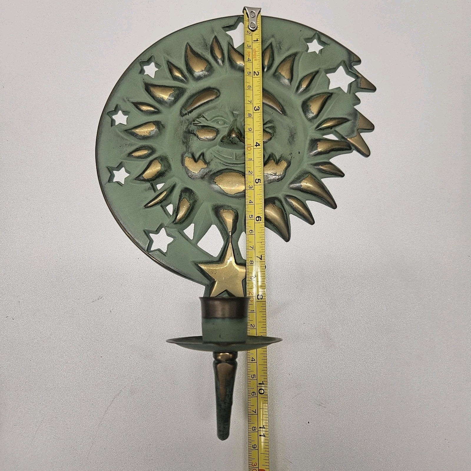 Vtg 1994 PartyLight Vintage Sun And Moon Candle Holder Sconces Brass Celestial