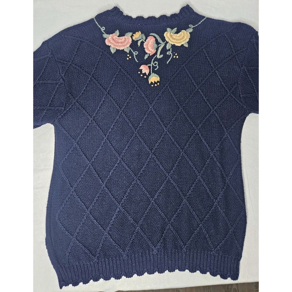 Vintage Northern Reflections Sweater Large Chunky Knit Cardigan Floral Cottage