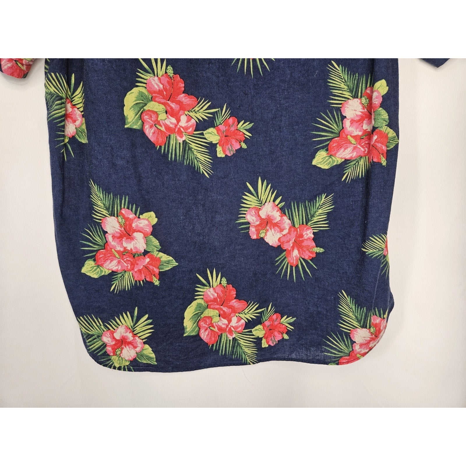 J Crew Flex Washed Slim Hawaiian Shirt Floral Blue Pink Mens XL Cotton Linen