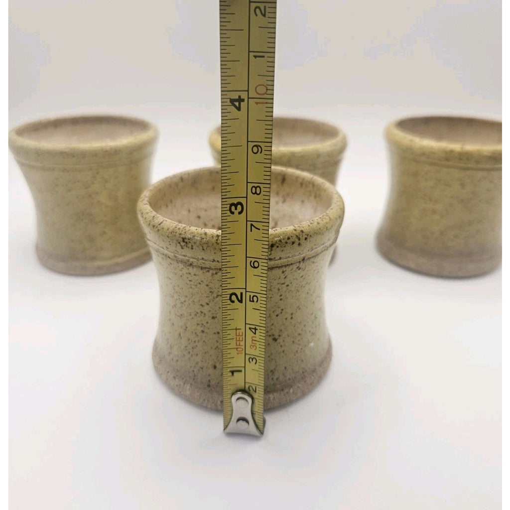 Studio Pottery Stoneware Speckled Glaze Pottery Mug Set Of 4 - 6.8 Oz Signed