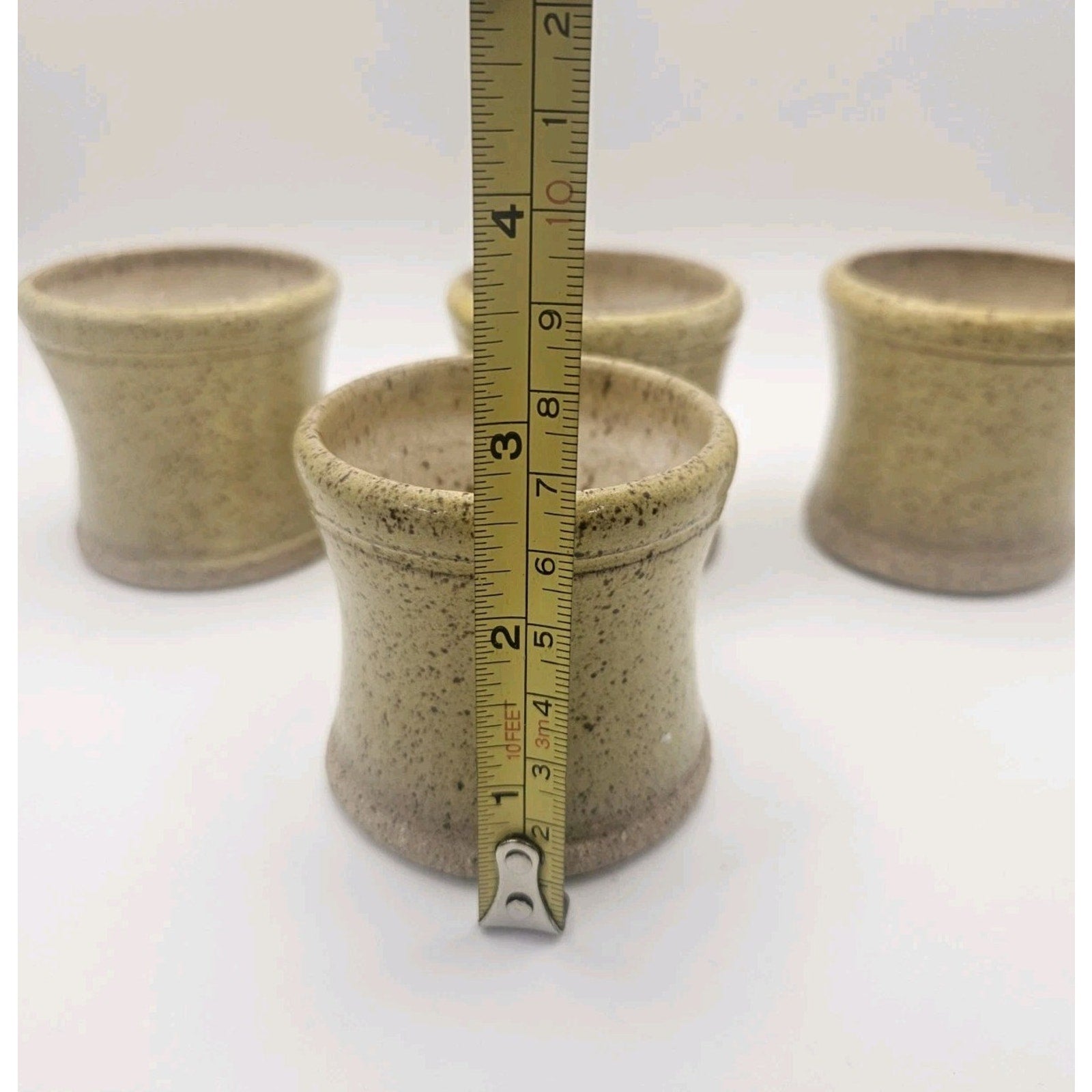 Studio Pottery Stoneware Speckled Glaze Pottery Mug Set Of 4 - 6.8 Oz Signed