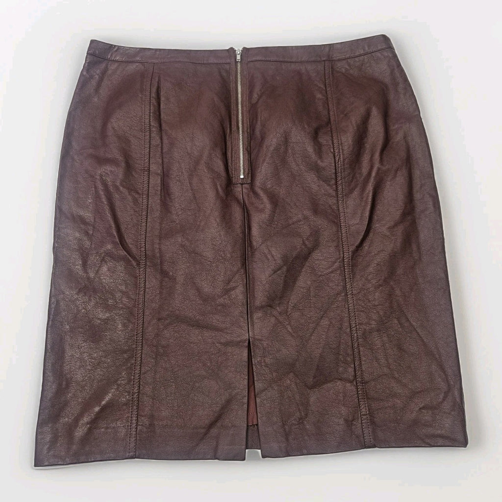 Vtg Worthington Size 16 Womens Faux Leather Pencil Skirt Burgundy Career Sexy