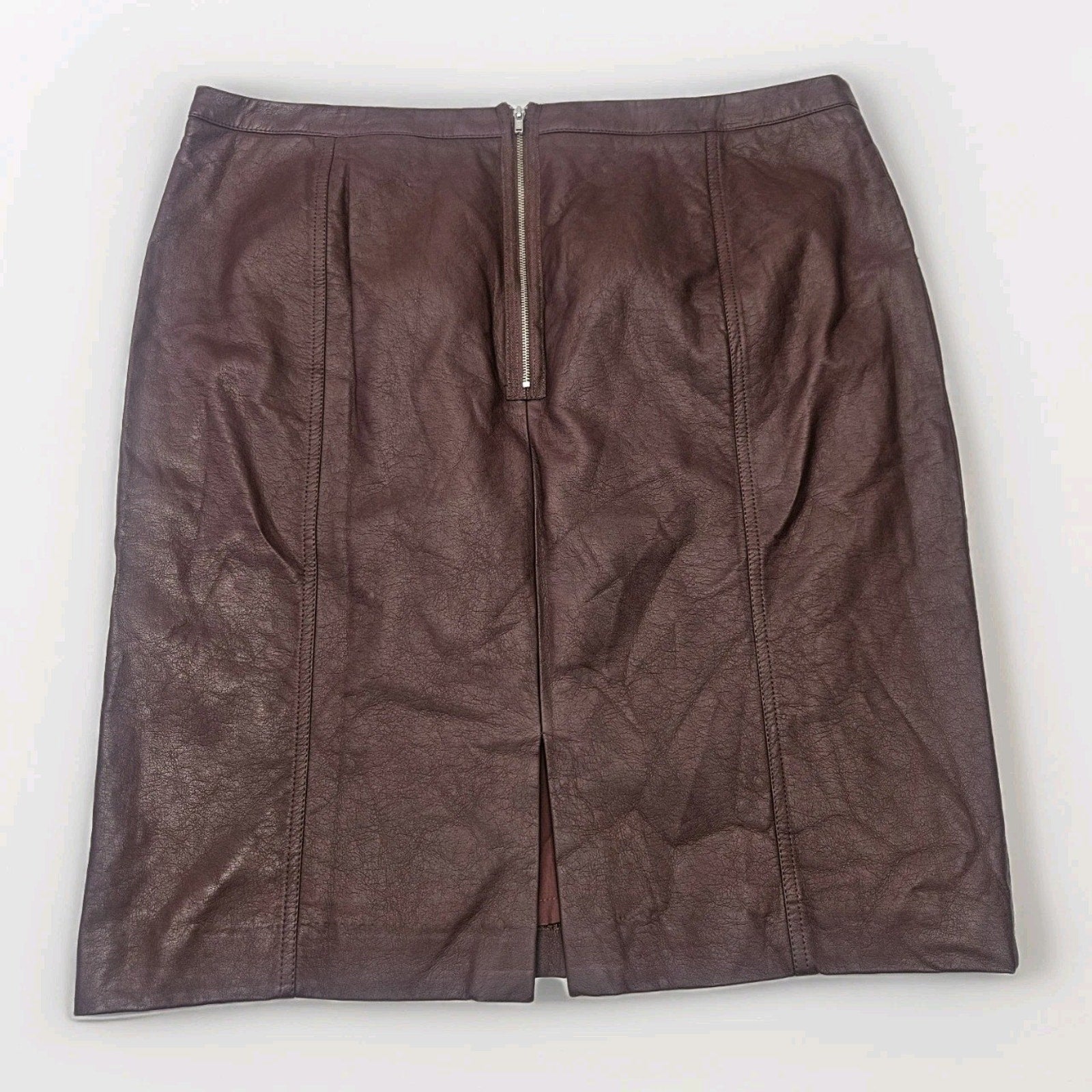 Vtg Worthington Size 16 Womens Faux Leather Pencil Skirt Burgundy Career Sexy