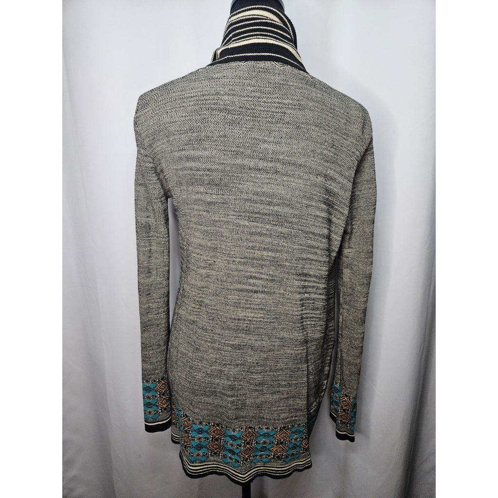 Twelfth Street Cynthia Vincent Grey Southwestern Open Knit Cardigan Small