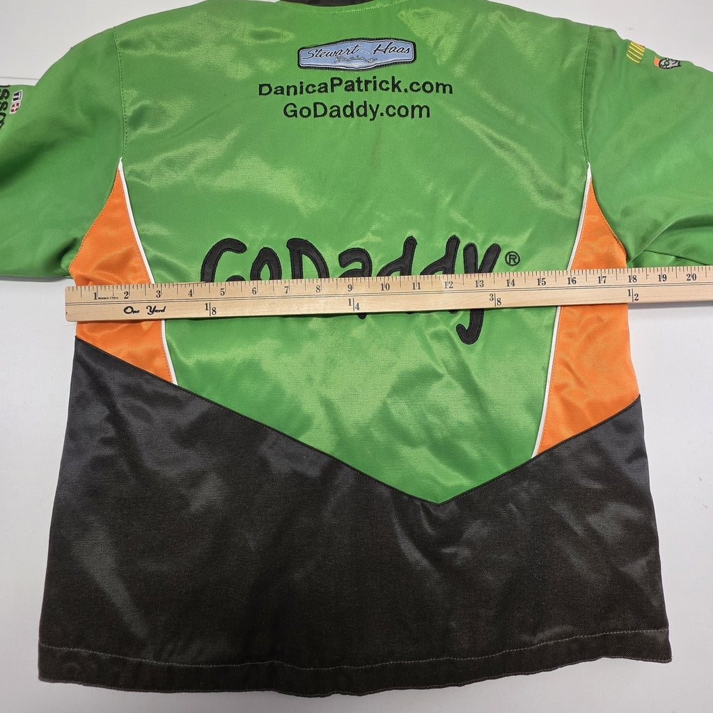 Vintage Go Daddy Nascar Racing Jacket Danica Patrick Kid SM Black Green Chase NWT