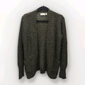 RD Style Olive Green Black Knit Sweater Open Cardigan Medium Grunge Boho Pockets