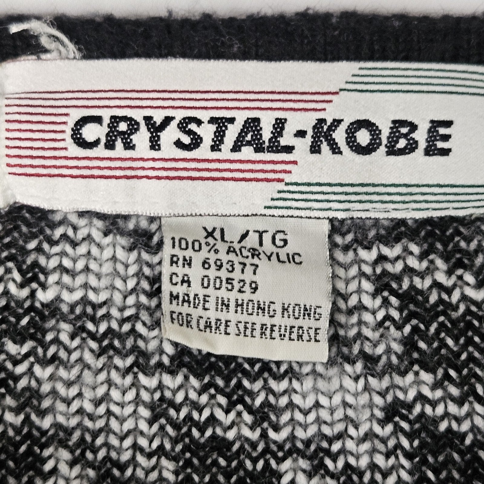 VTG Crystal Kobe Houndstooth Cardigan Sweater Gold Buttons Sz XL Classy