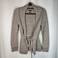 Massimo Dutti Alpaca Wool Ruffle Tie-Front Cardigan Sweater Gray Brown Size M/32