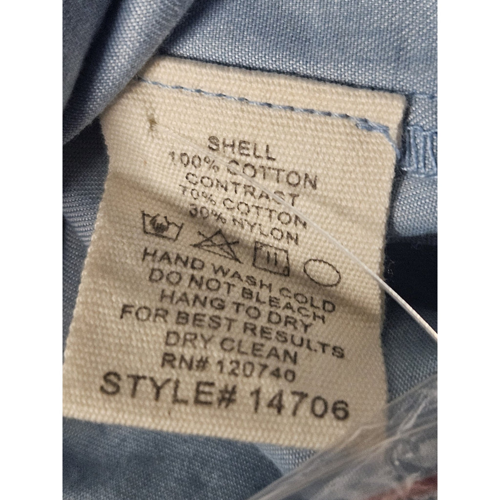 Mystree Chambray & Lace Button Up Shirt Size Small Boho Flowy Coastal NWT