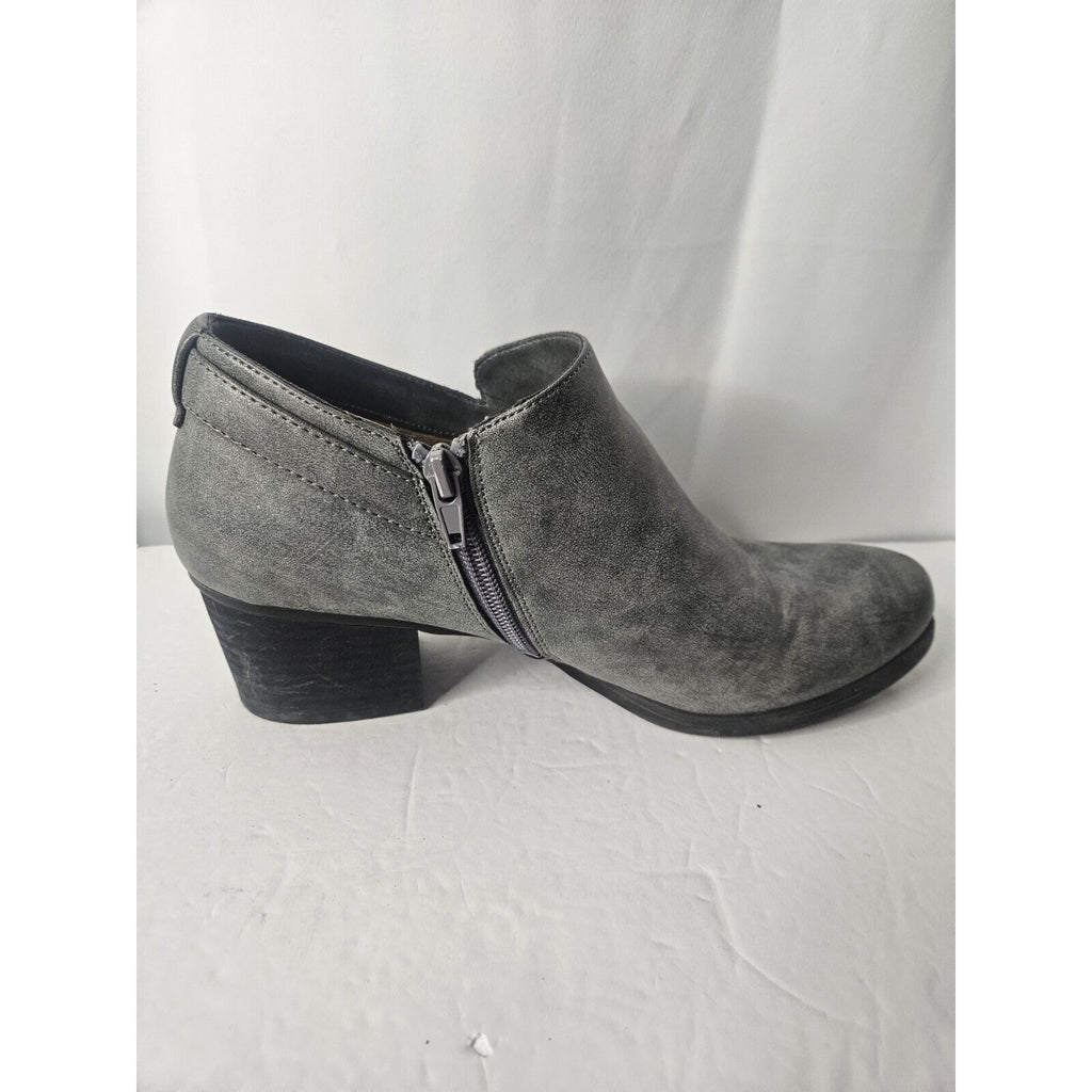 Soul By Naturalizer Campus Grey Leather Ankle Boots Women’s Size 10M Side Zip