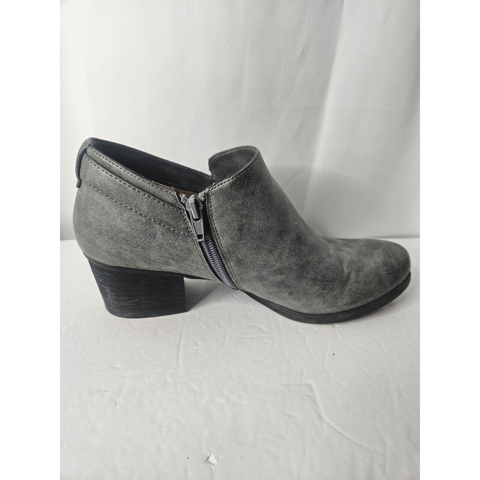 Soul By Naturalizer Campus Grey Leather Ankle Boots Women’s Size 10M Side Zip