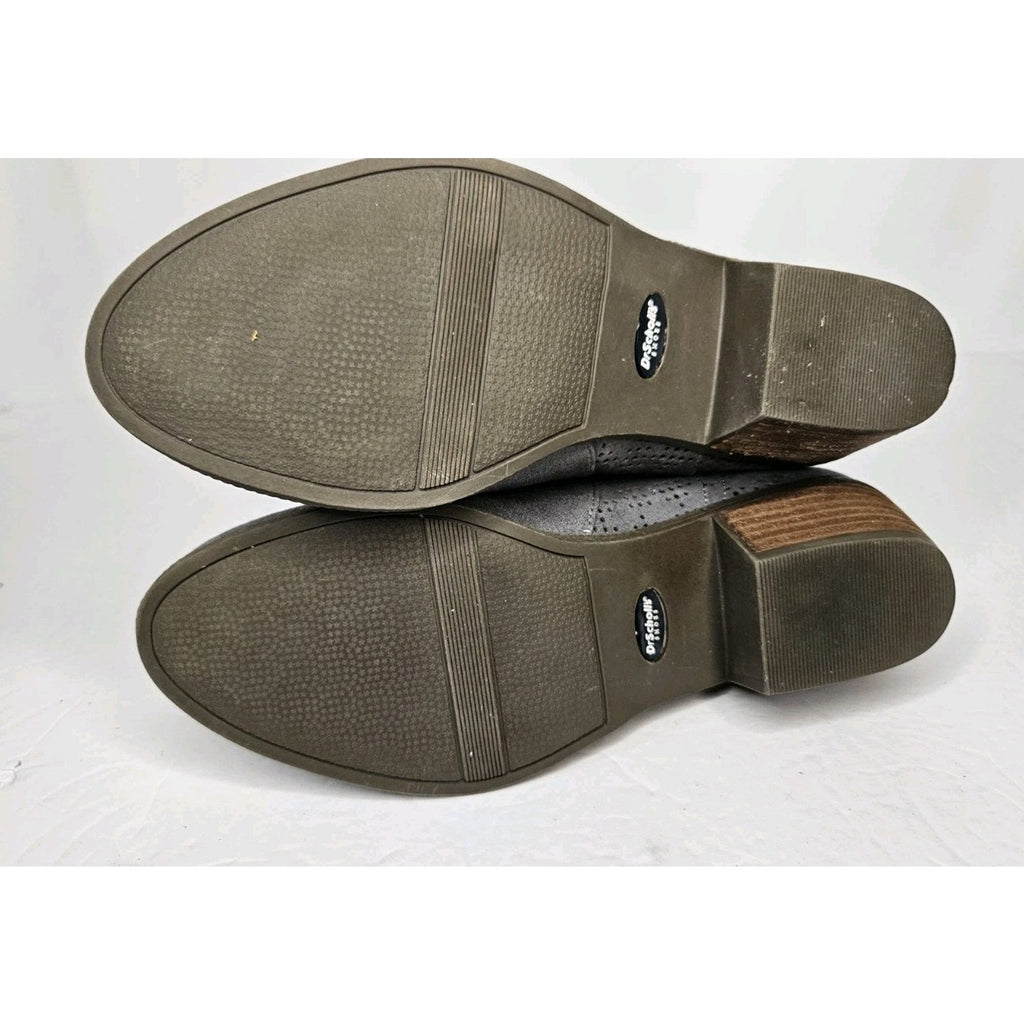 DR. SCHOLL'S Women's Dark Shadow Grey Brianna Perforated Block-Heel Booties SZ 8