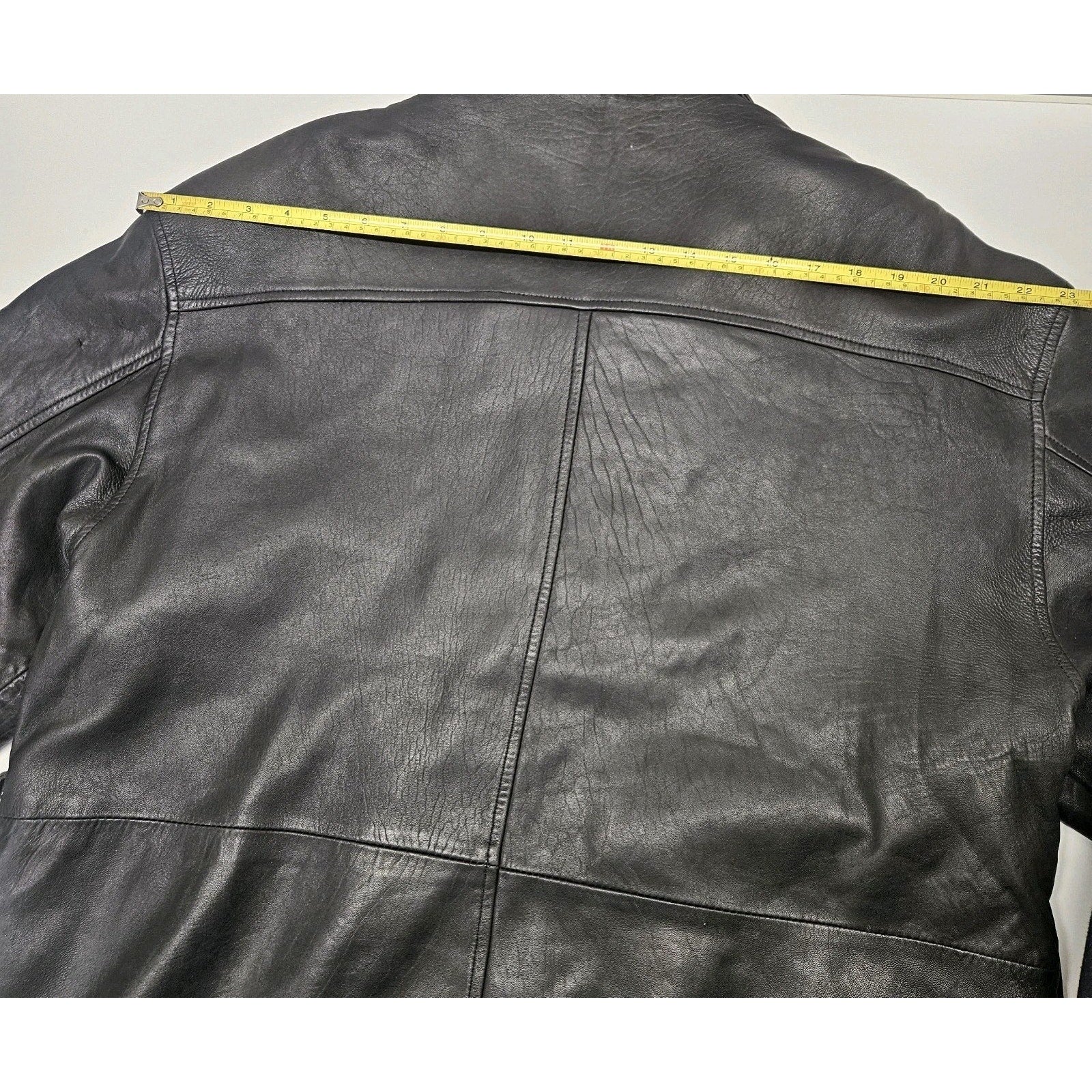 Vintage Tuskany Italian Leather Jacket Black Midi Coat Men's Large