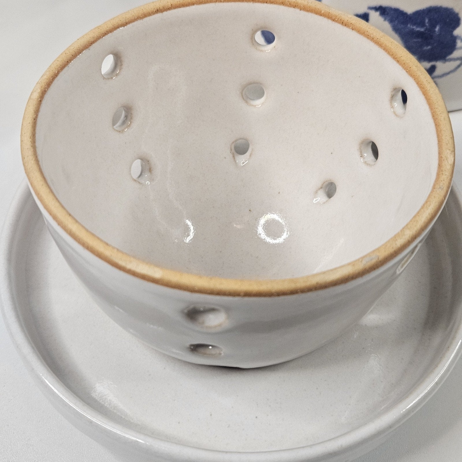 Vintage Amnion Triana Salt Glaze Stoneware Floral Print Butter Crock W Lid