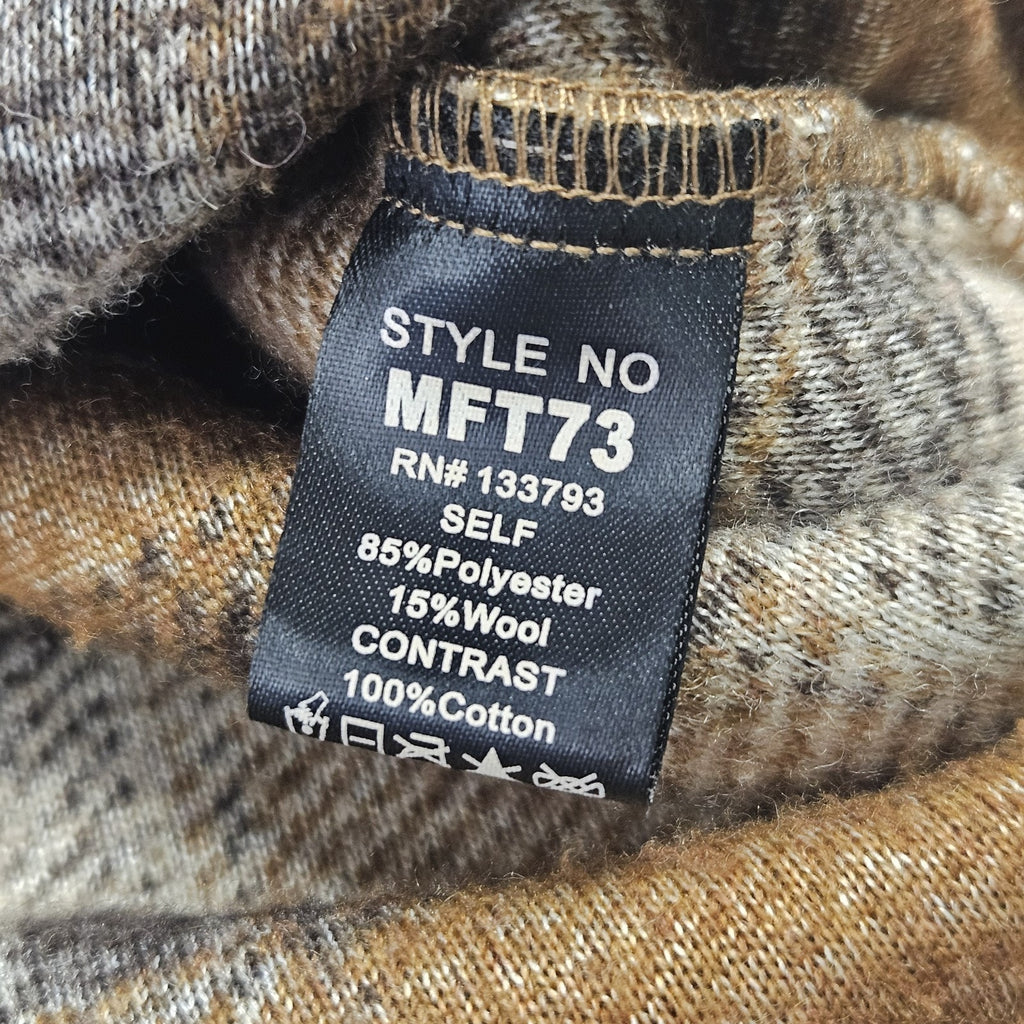 POL Brown Plaid Fleece Jacket Shacket Pockets Medium Barn Coat