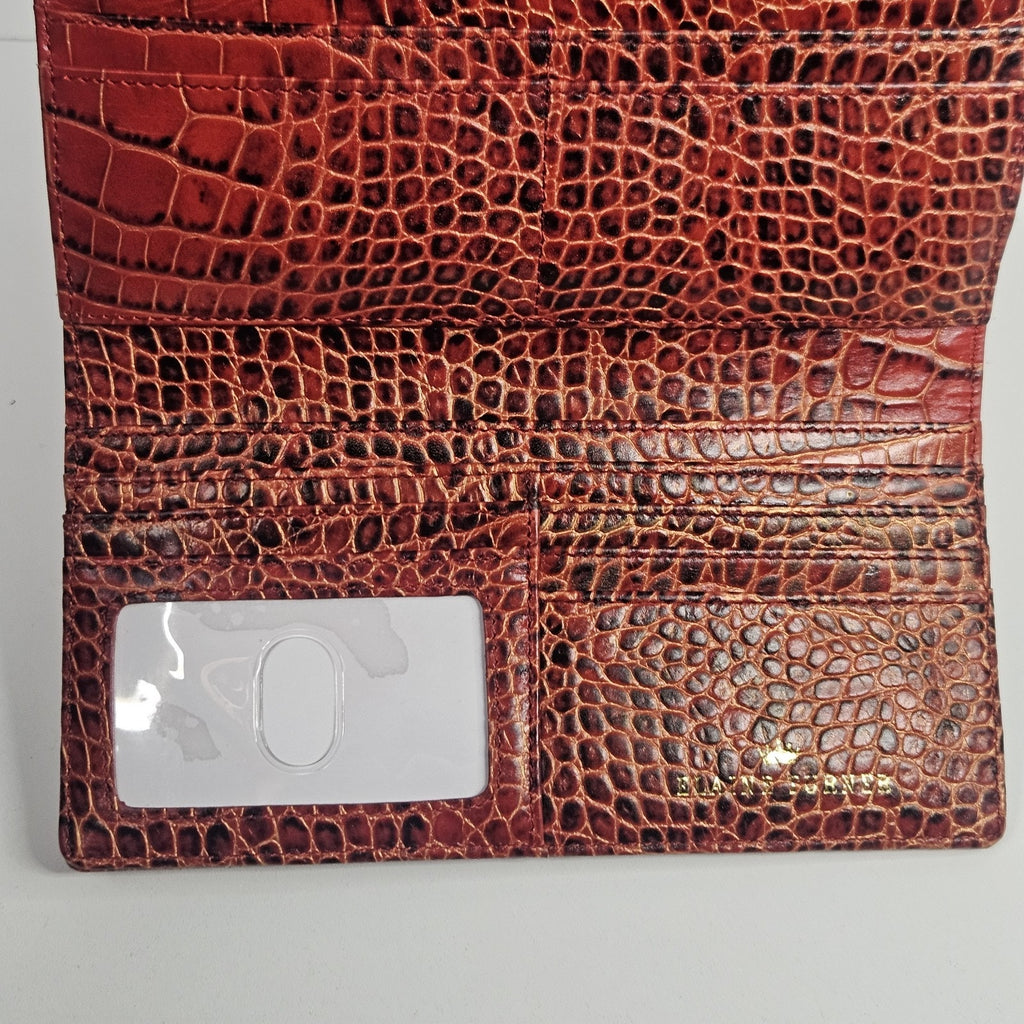 Vintage Elaine Turner Red Croc Embossed Leather Portfolio Organizer Wallet $175