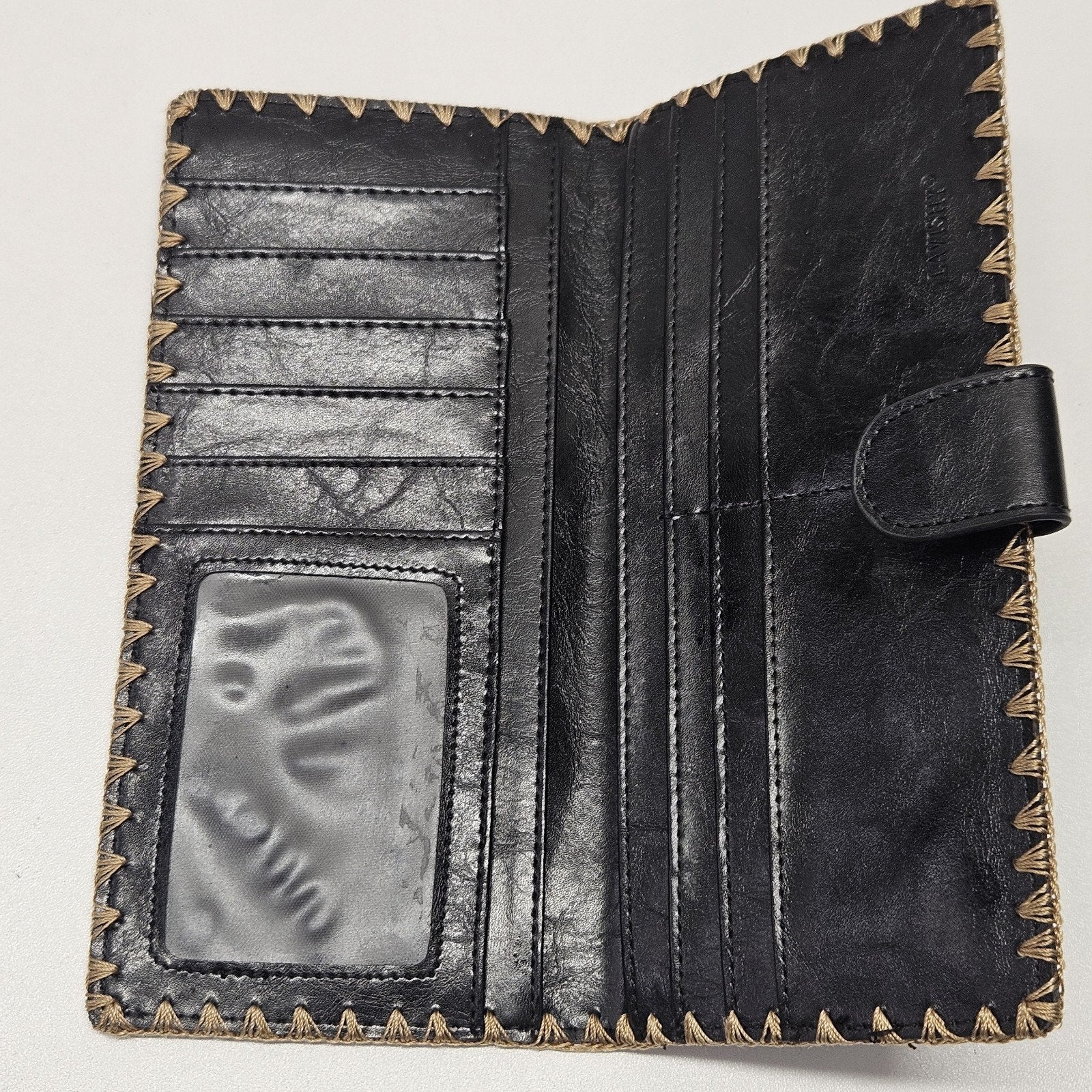 Lavishy Black Travel Folding Wallet Daisy Flowers Hippy Love Flower Checkbook