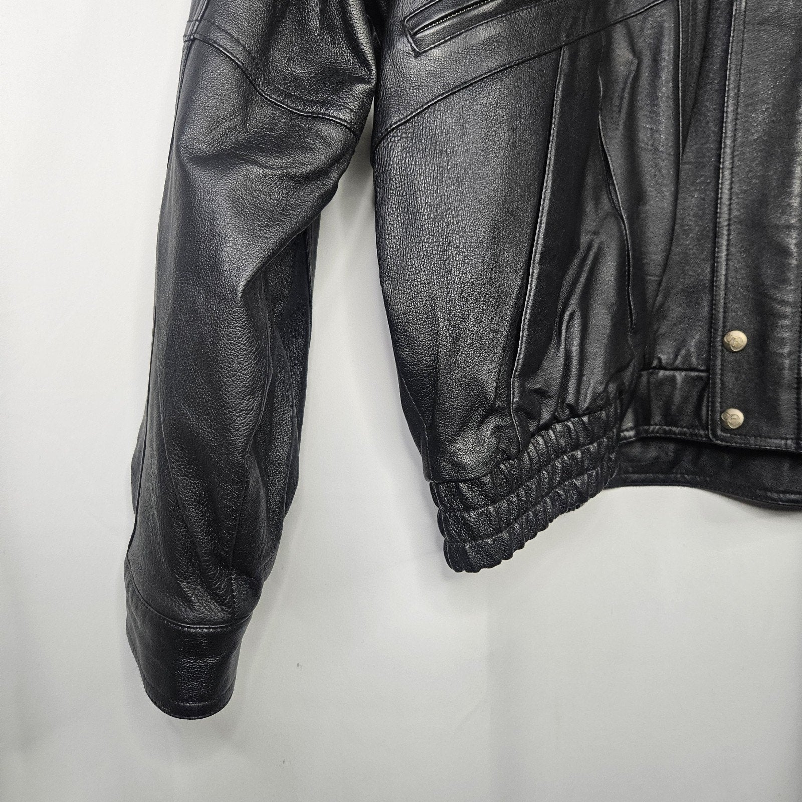 Vintage Outdoor Exchange Black Classic Leather Coat Biker Moto Jacket Men's XL