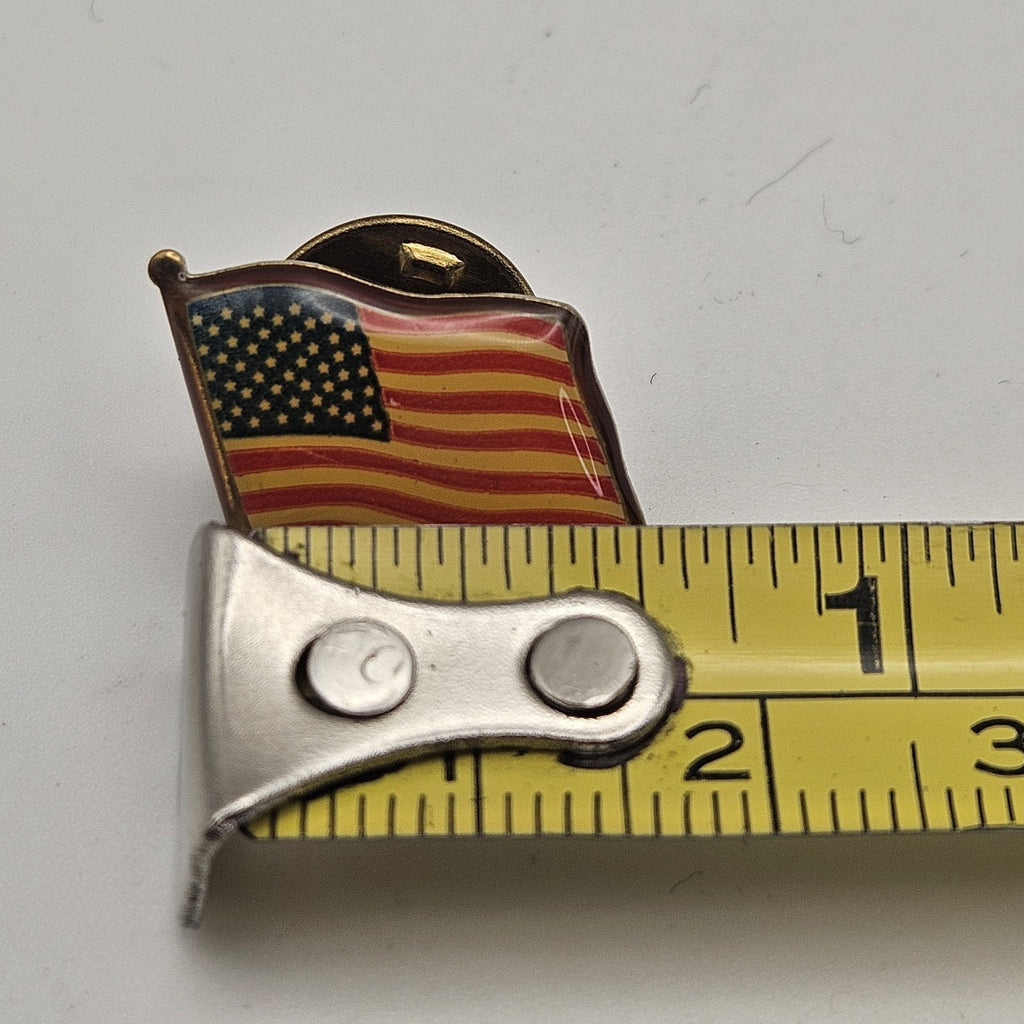 American Flag Old Glory USA Gold Tone Vintage Lapel Pin Proudly Made In USA