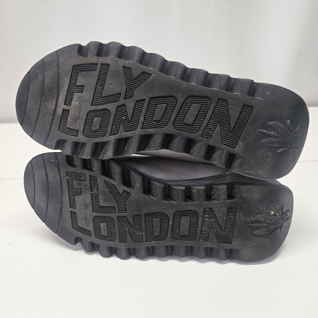 Fly London Salv Chelsea Boots Womens Size 9.5 Gray Leather Pull On Ankle Booties